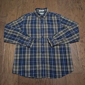 LL Bean Flannel Button Down Shirt Mens M Multicolor Tartan Scotch Plaid